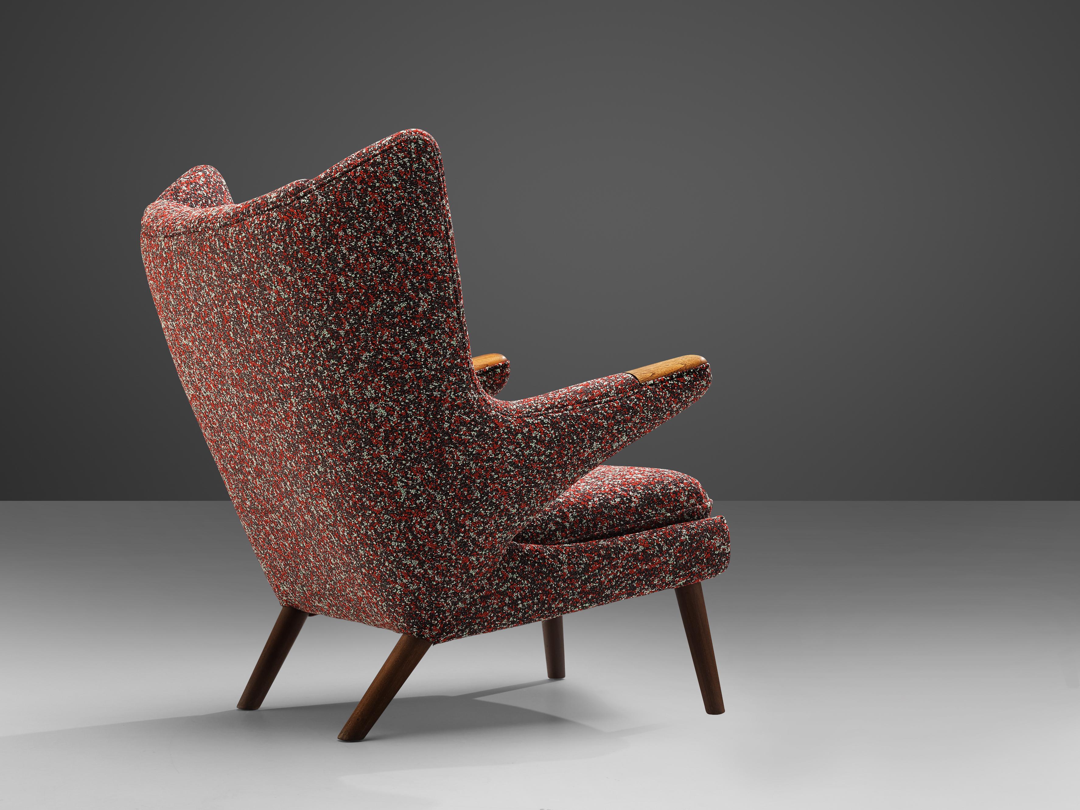 Danish Hans J. Wegner Customized 'Papa Bear' Lounge Chair Upholstered in Raf Simons
