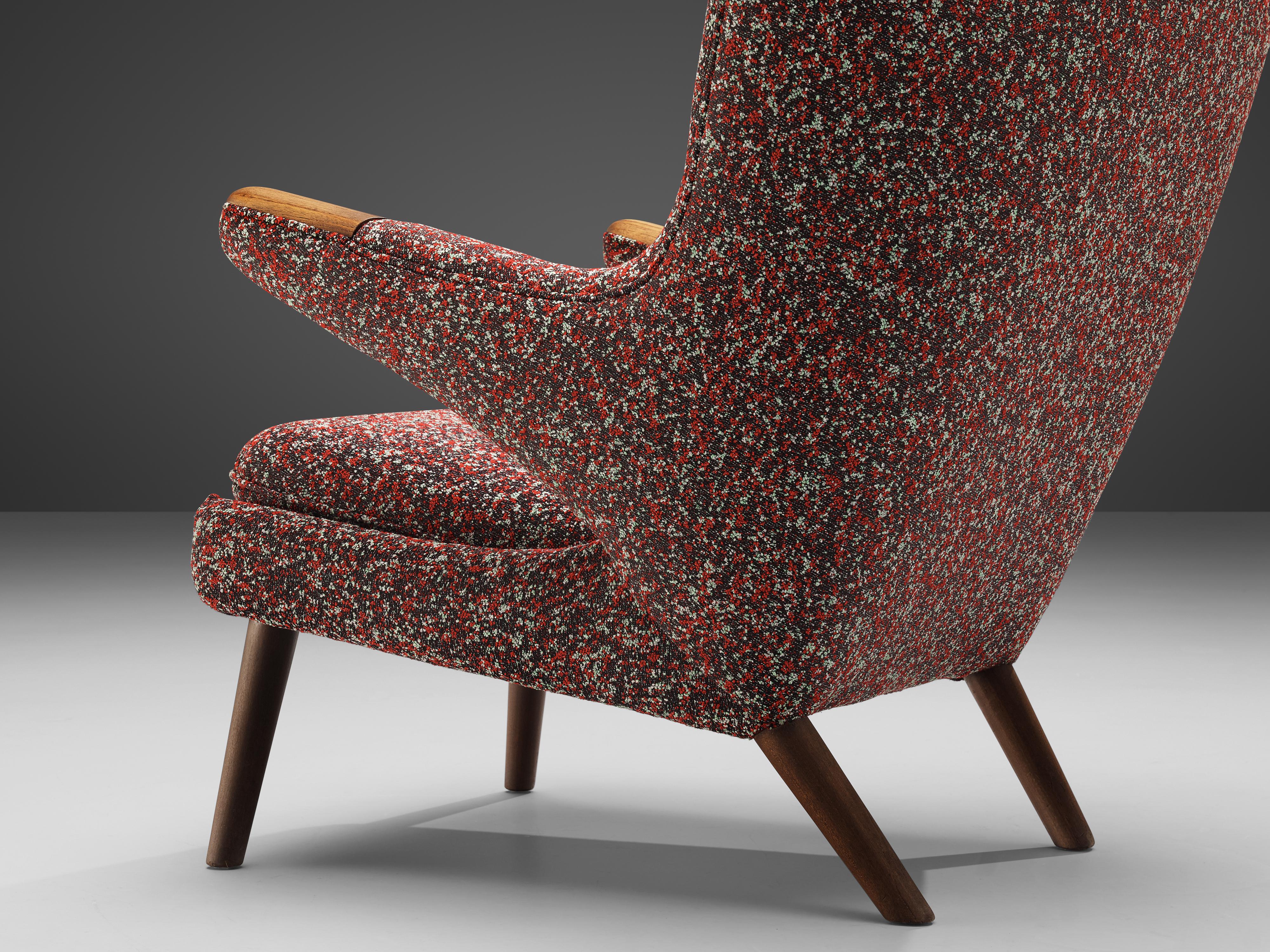 Fabric Hans J. Wegner Customized 'Papa Bear' Lounge Chair Upholstered in Raf Simons