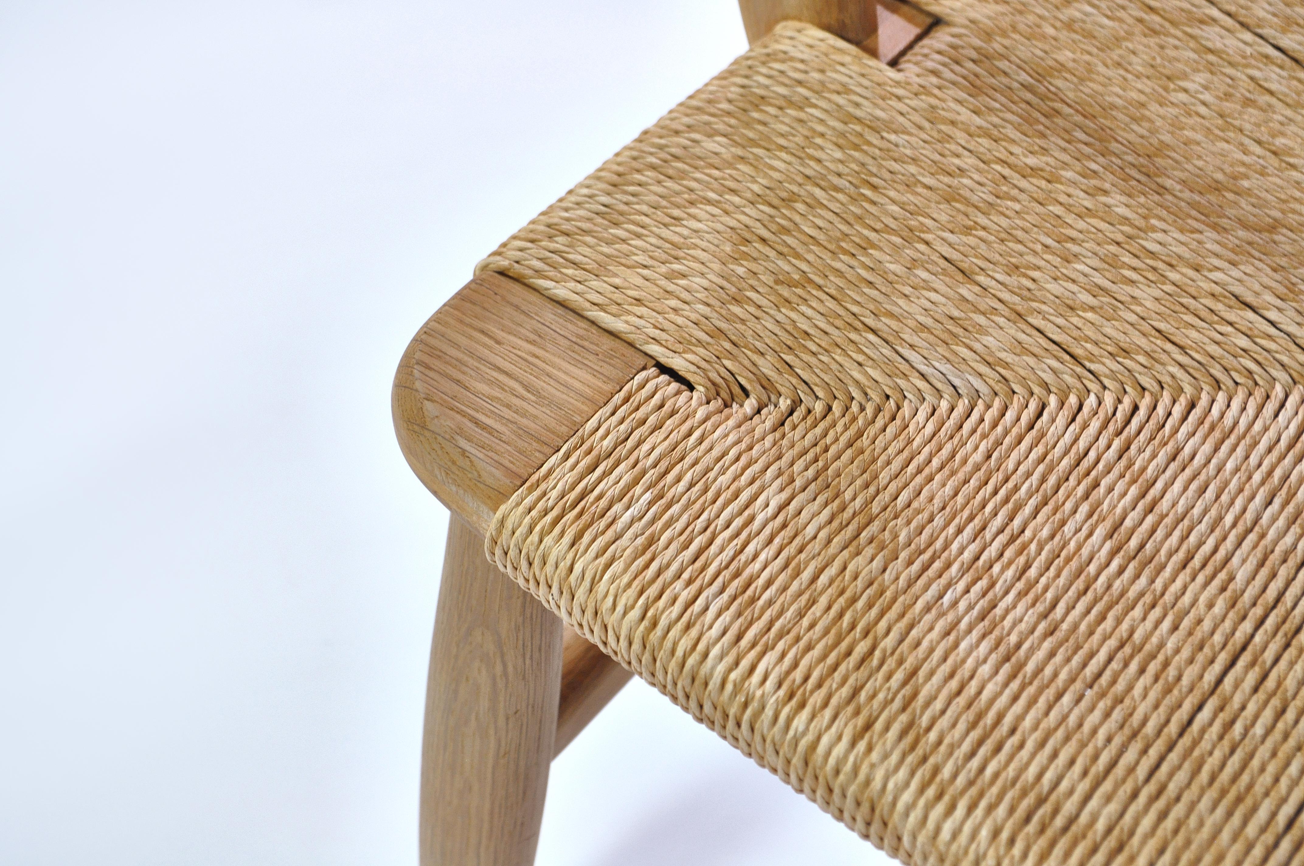 Mid-20th Century Hans J. Wegner Danish Modern Lounge Chair Model CH22 in Oak and Woven Paper Cord