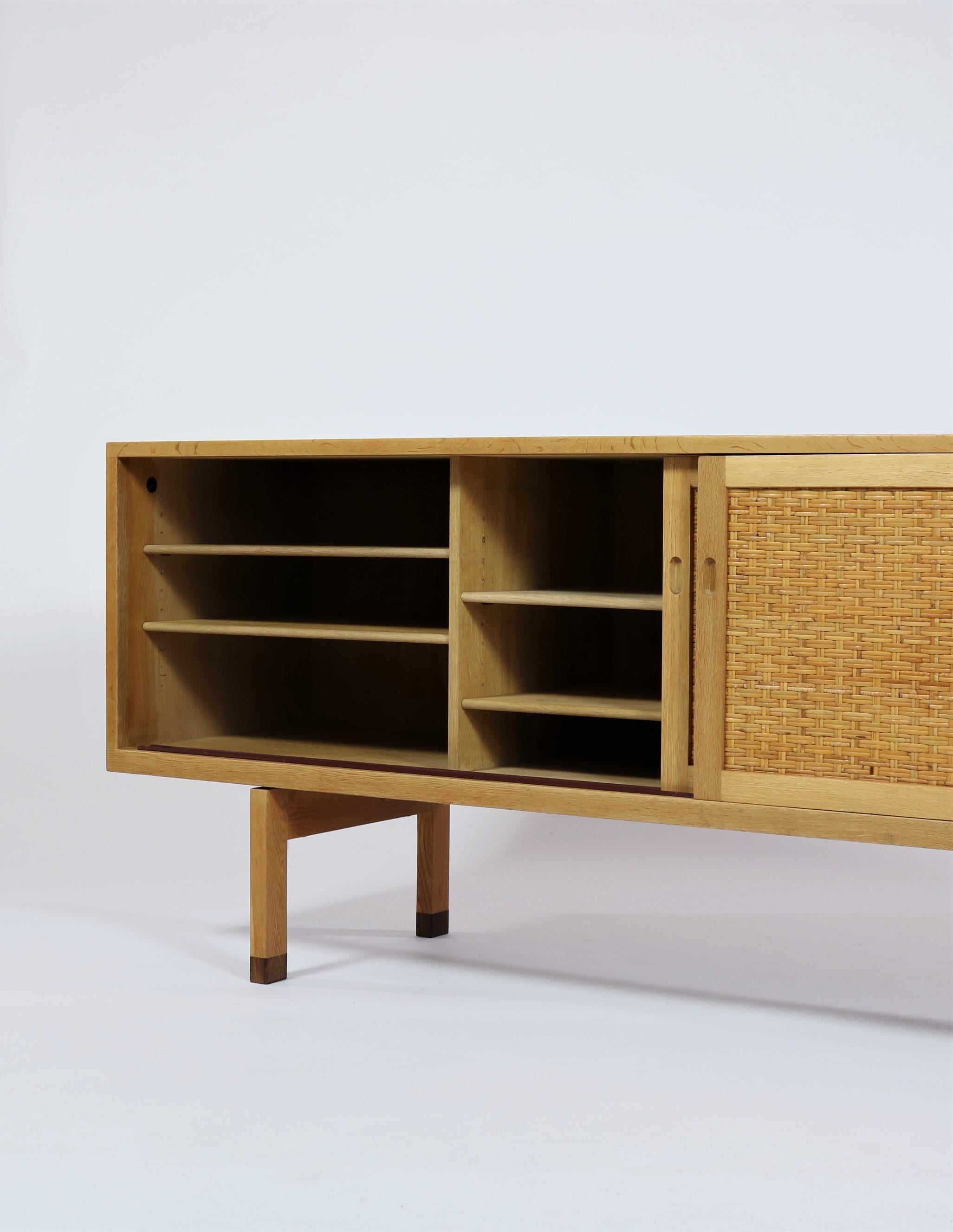 Hans J. Wegner Danish Modern Sideboard in Oak and Rattan Model 