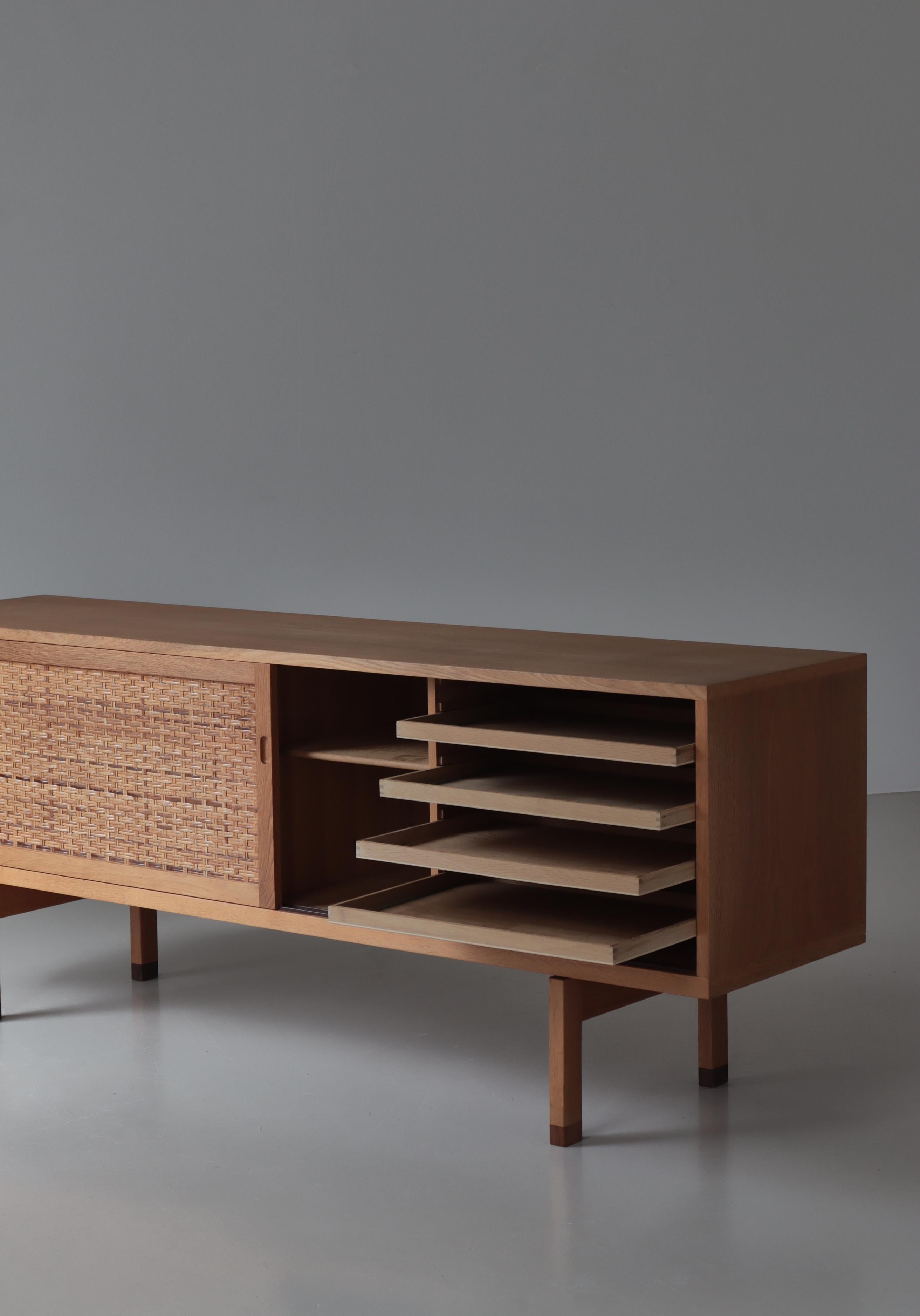 Hans J. Wegner Danish Modern Sideboard in Oak and Rattan Model 