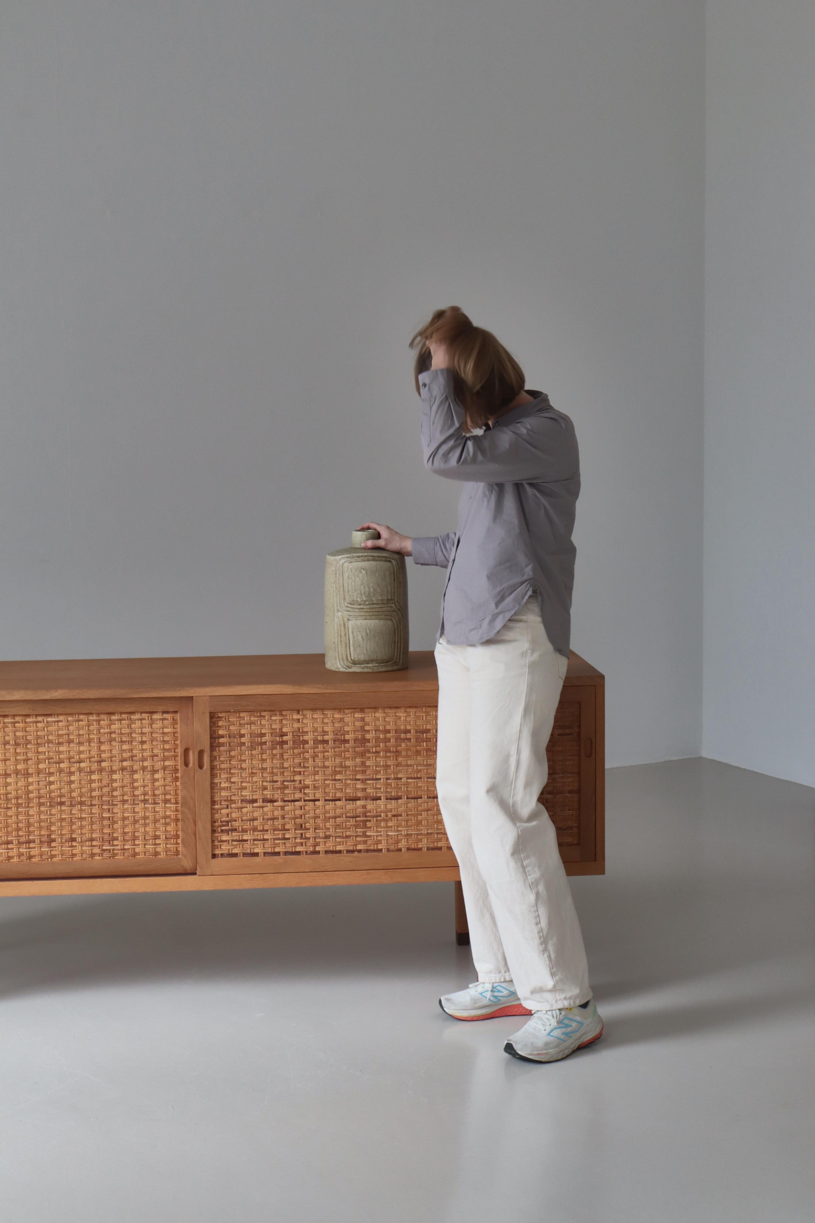 Hans J. Wegner Danish Modern Sideboard in Oak and Rattan Model 