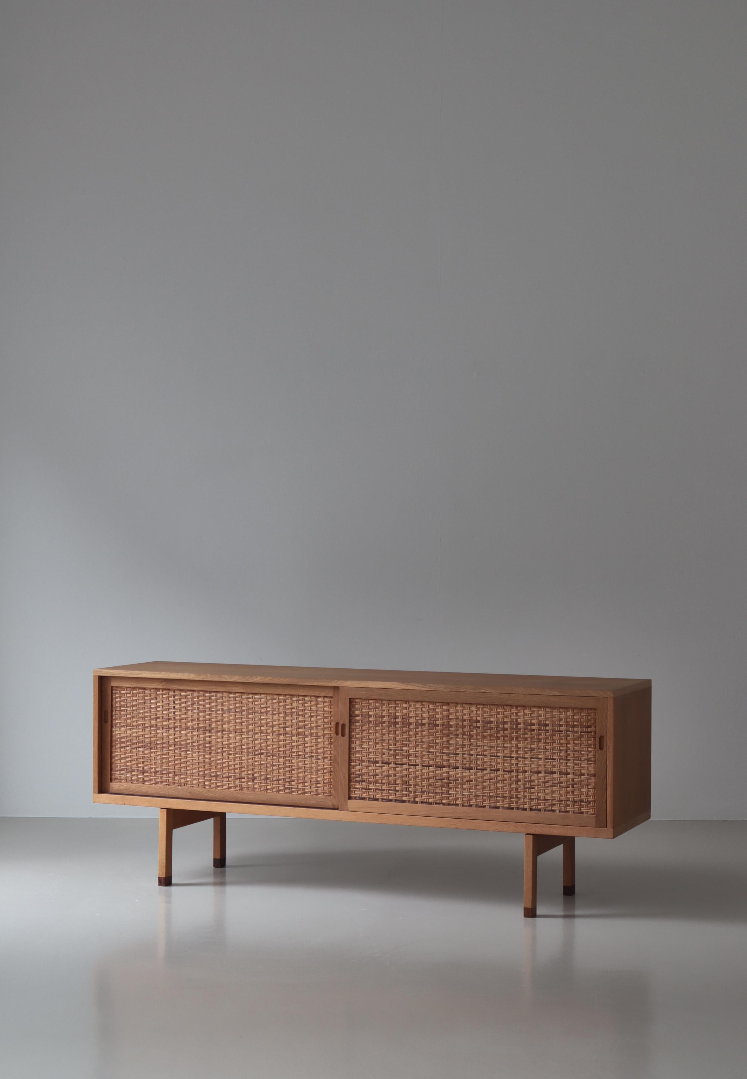 Scandinavian Modern Hans J. Wegner Danish Modern Sideboard in Oak and Rattan Model 