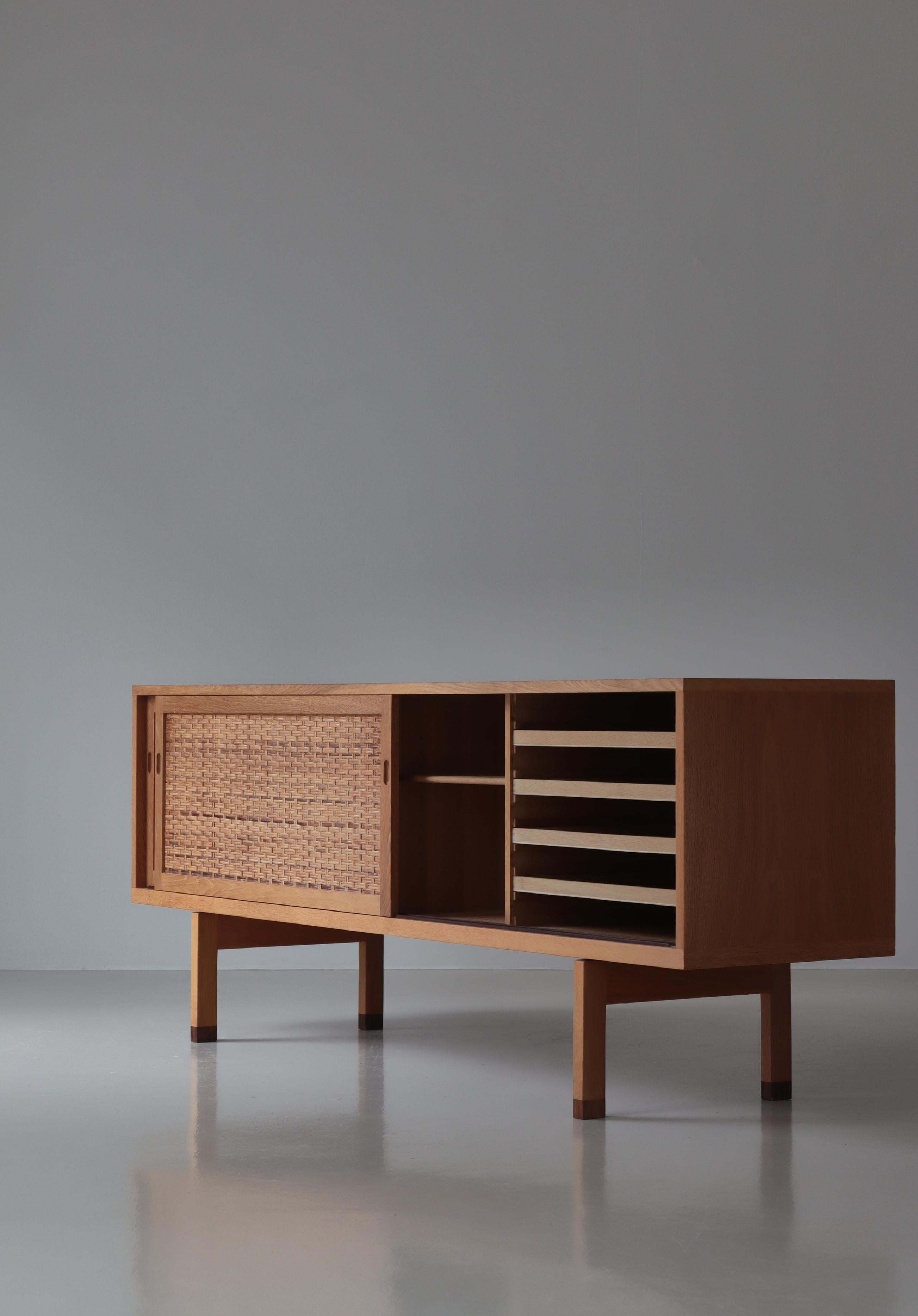 Hans J. Wegner Danish Modern Sideboard in Oak and Rattan Model 