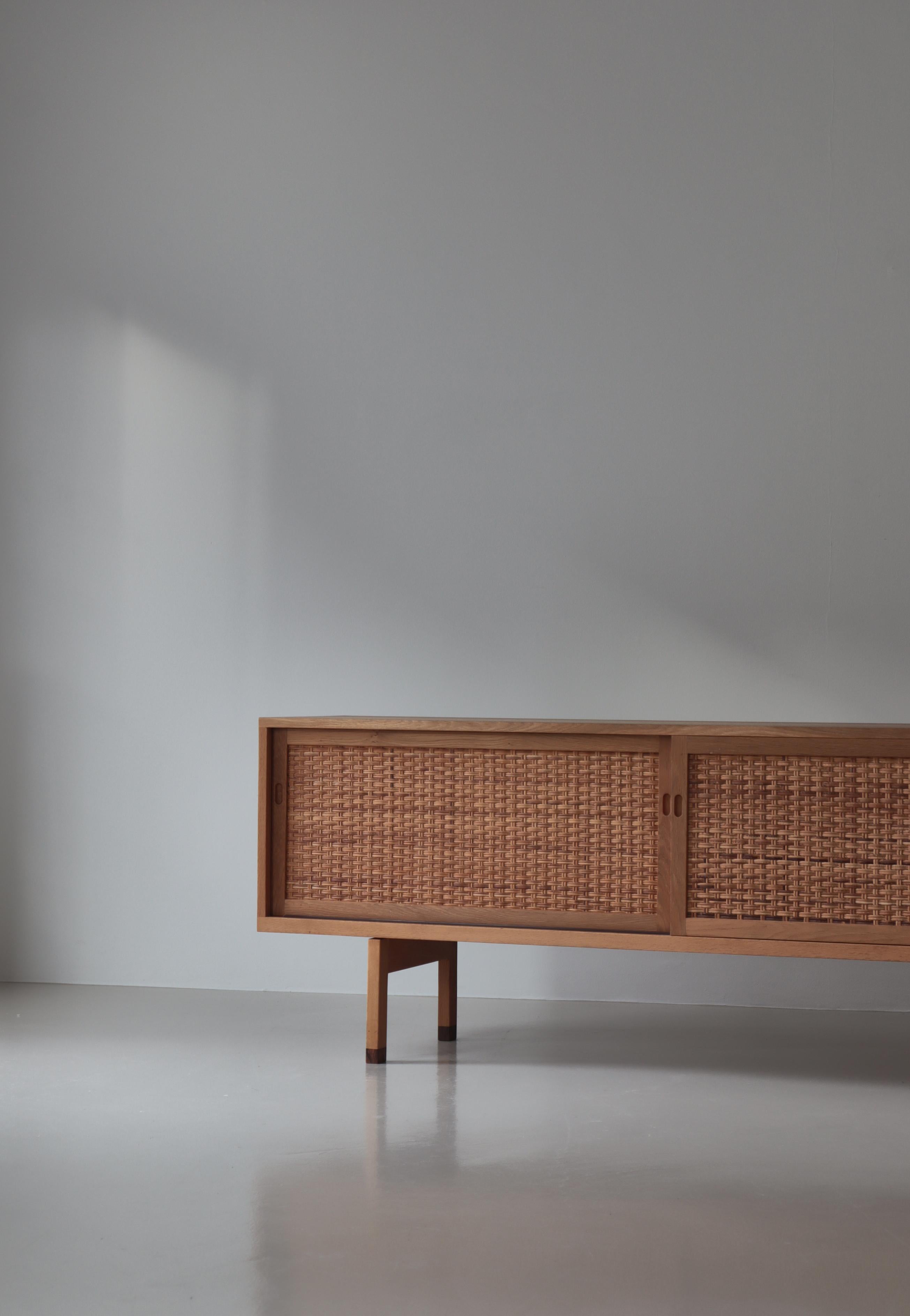 Mid-20th Century Hans J. Wegner Danish Modern Sideboard in Oak and Rattan Model 