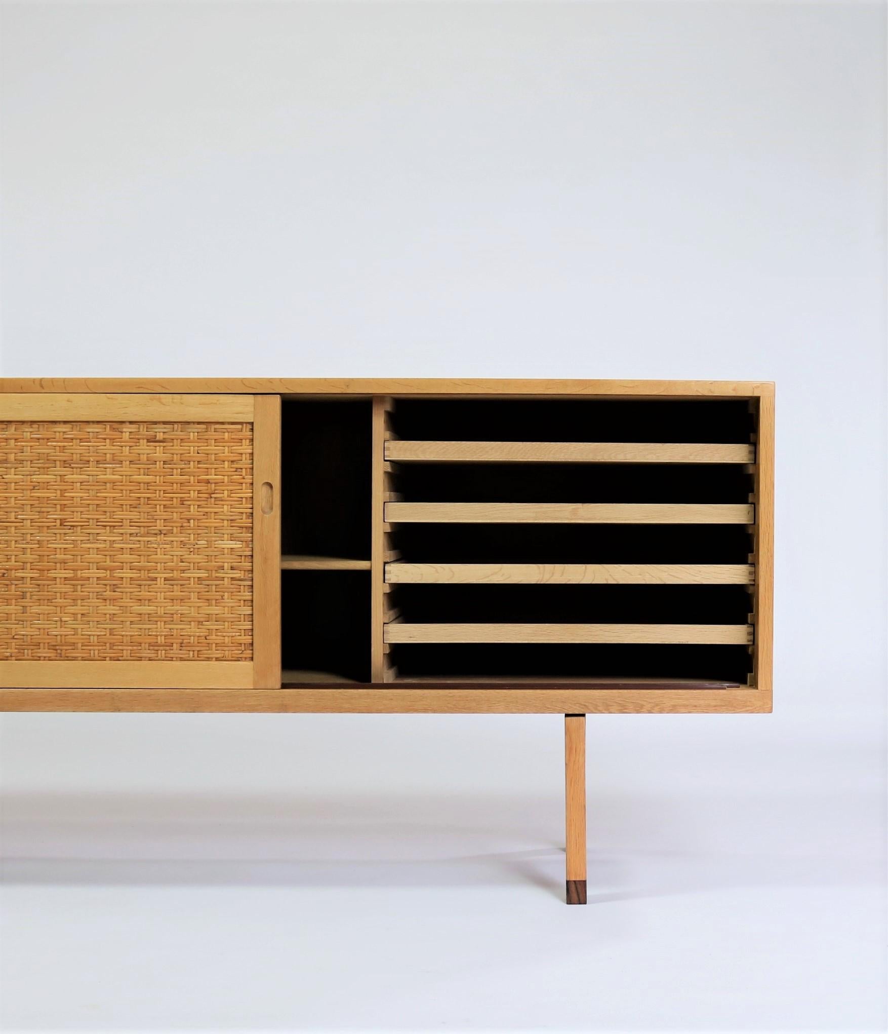 Hans J. Wegner Danish Modern Sideboard in Oak and Rattan Model 