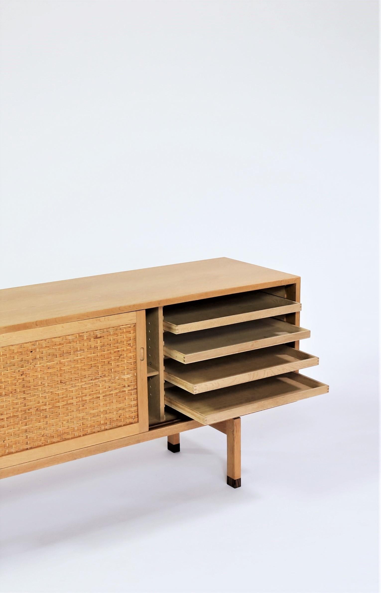 Hans J. Wegner Danish Modern Sideboard in Oak and Rattan Model 