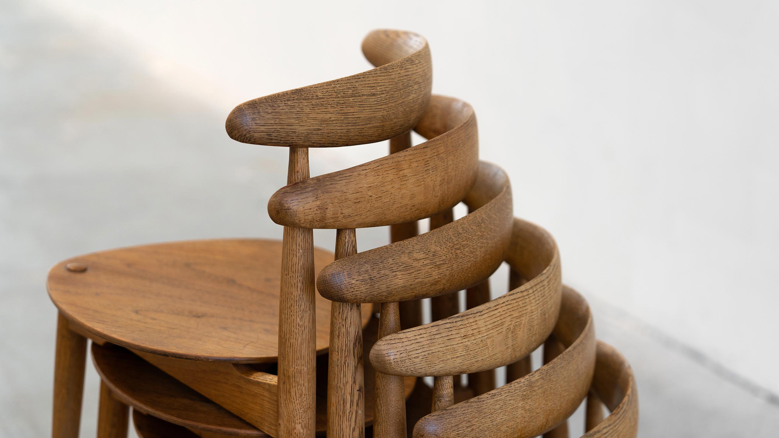 Hans J. Wegner, Dining Group Heart Chair & Table 1958 by Fritz Hansen, Denmark 1