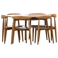 Hans J. Wegner, Dining Group Heart Chair & Table 1958 by Fritz Hansen, Denmark