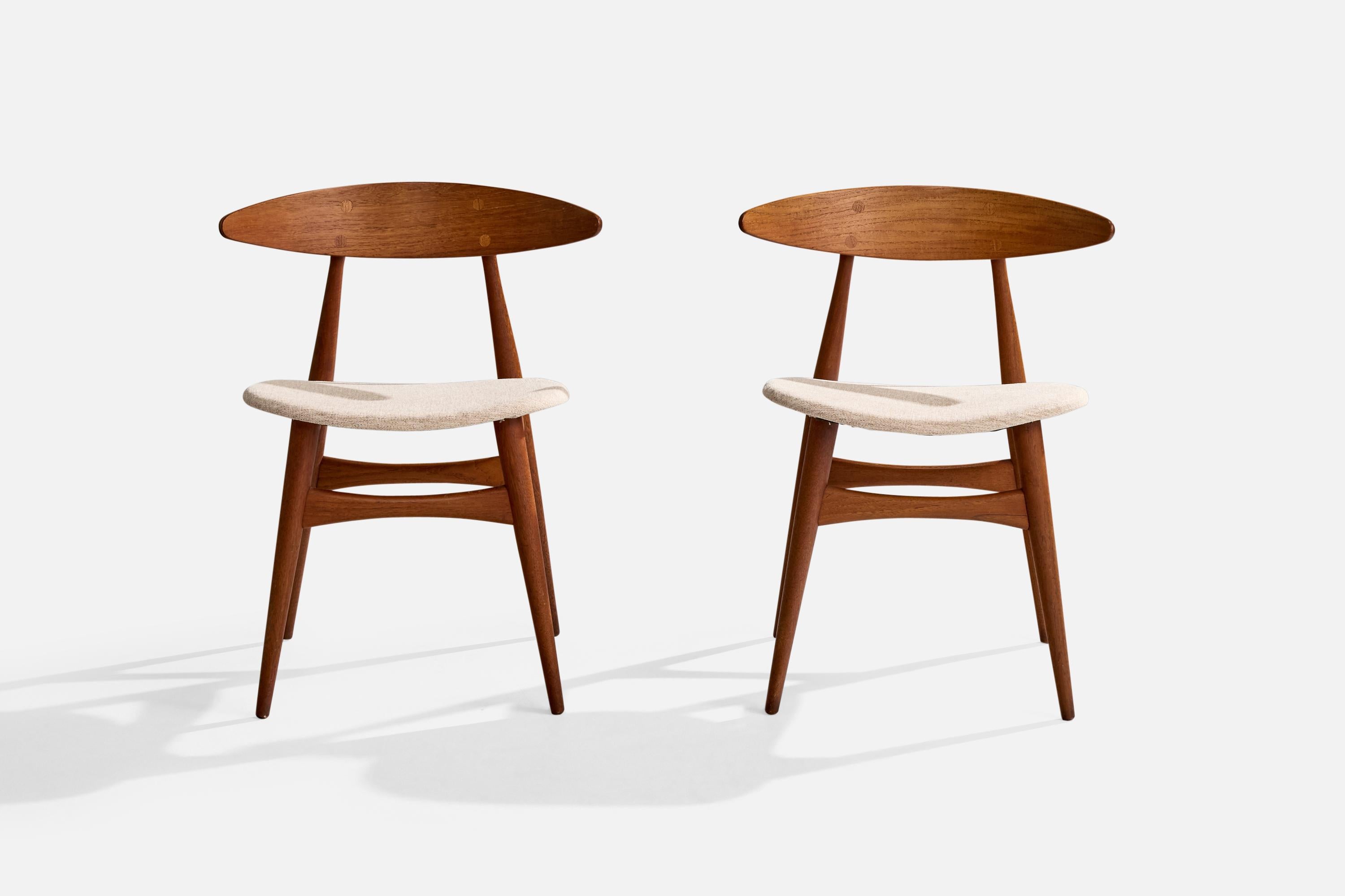 Hans J. Wegner, Esszimmerstühle, Eiche, Teak, Stoff, Dänemark, 1960er Jahre im Angebot 4