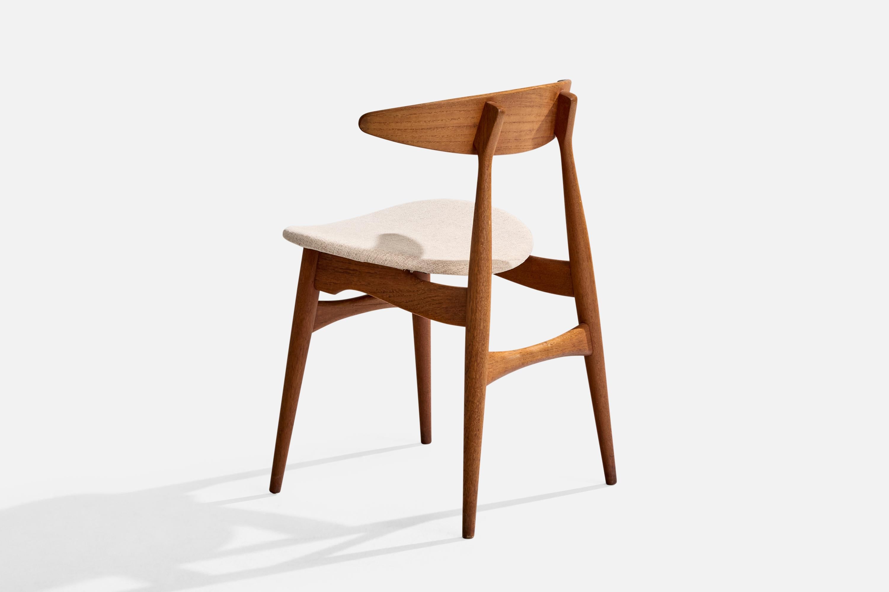 Hans J. Wegner, Esszimmerstühle, Eiche, Teak, Stoff, Dänemark, 1960er Jahre im Angebot 3