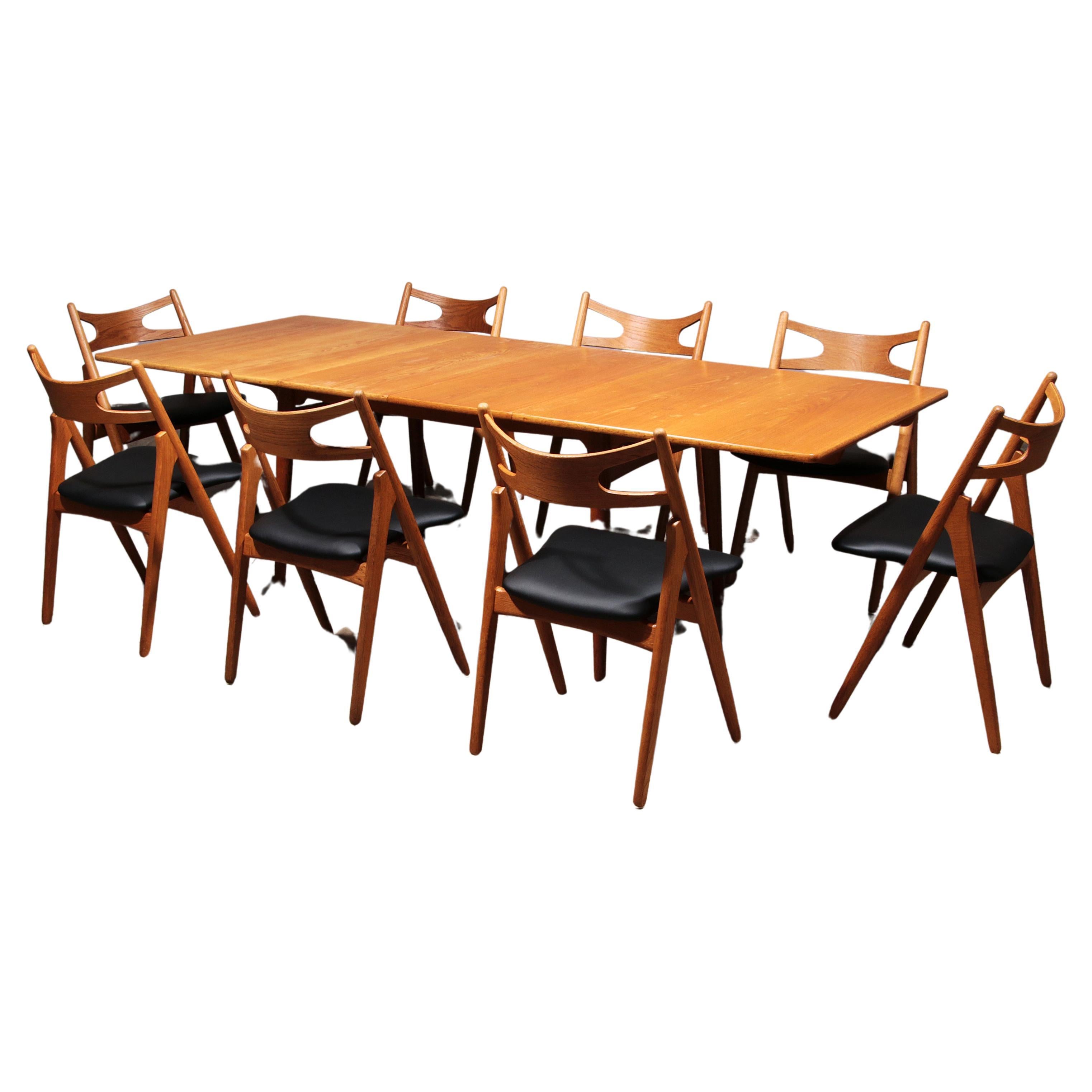 Hans J Wegner Dining Room Set 8 CH29 Sawbuck Chairs & AT 310 Table