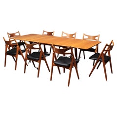 Hans J. Wegner Juego de comedor 8 sillas CH29 Sawbuck y mesa AT 310