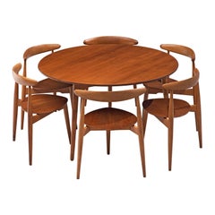 Hans J. Wegner Dining Set with Six Heart Chairs