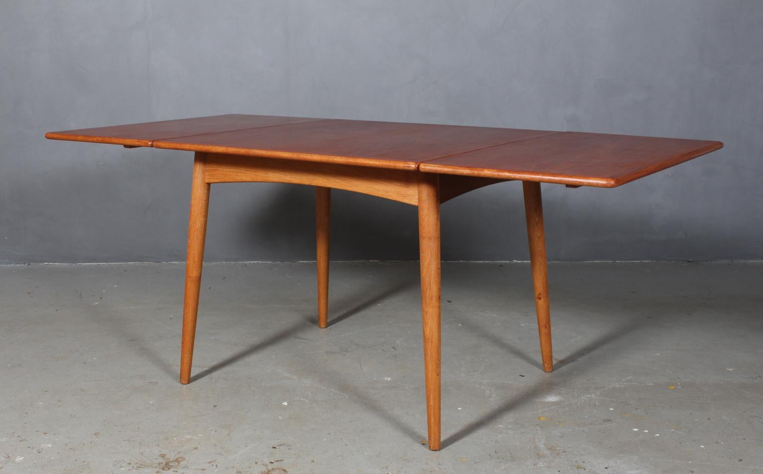 Hans J. Wegner Dining Table, Model At313 Two Extension Plates, Teak, 1960s 1