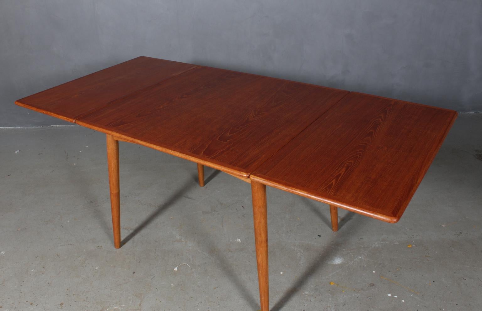 Hans J. Wegner Dining Table, Model At313 Two Extension Plates, Teak, 1960s 2