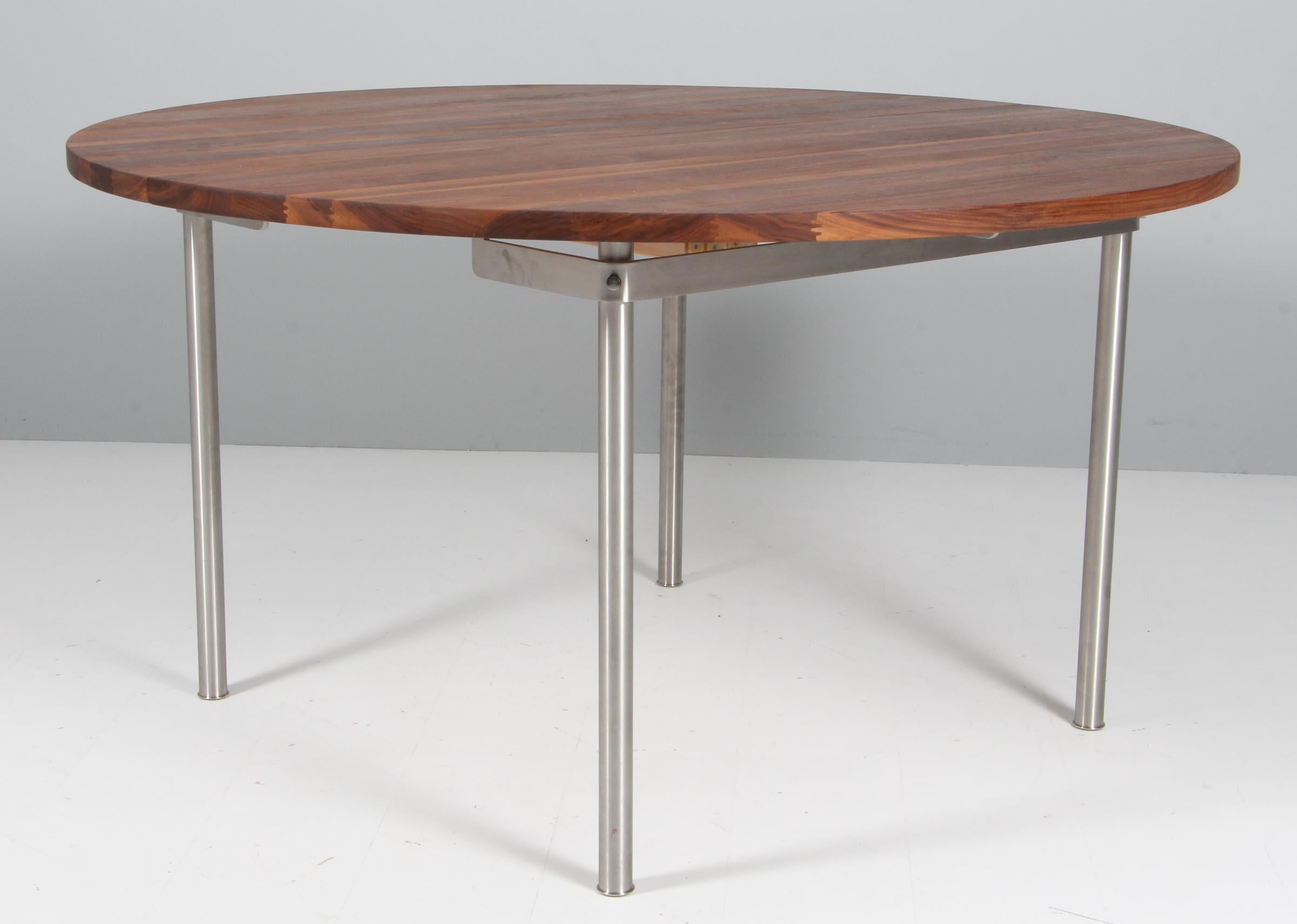 Stainless Steel Hans J. Wegner Dining Table, Model Ch338, Walnut, 1960s