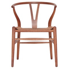 Silla Hans J. Wegner Early Stamped Carl Hansen & Son CH-24 "Wishbone", años 50