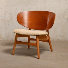Hans J. Wegner Fh 1936 Shell Chair in Beach and Teak Wood for Fritz Hansen, 1950
