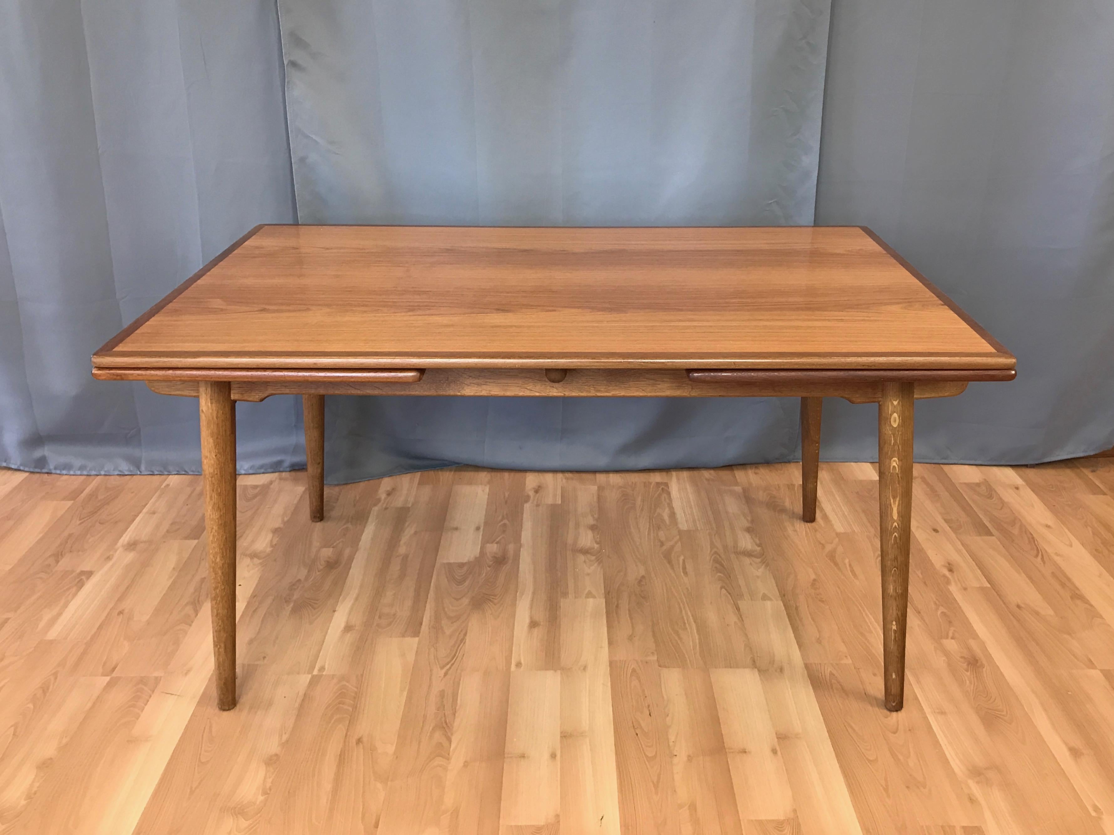 Hans J. Wegner for Andreas Tuck AT-312 Teak & Oak Expandable Dining Table, 1960s In Good Condition In San Francisco, CA