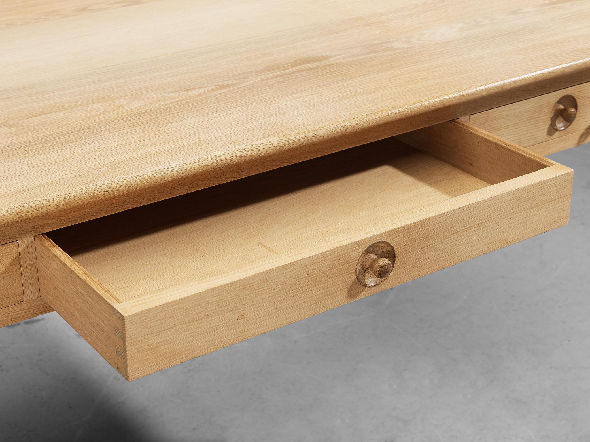 Brass Hans J. Wegner for Andreas Tuck Desk in Solid Oak