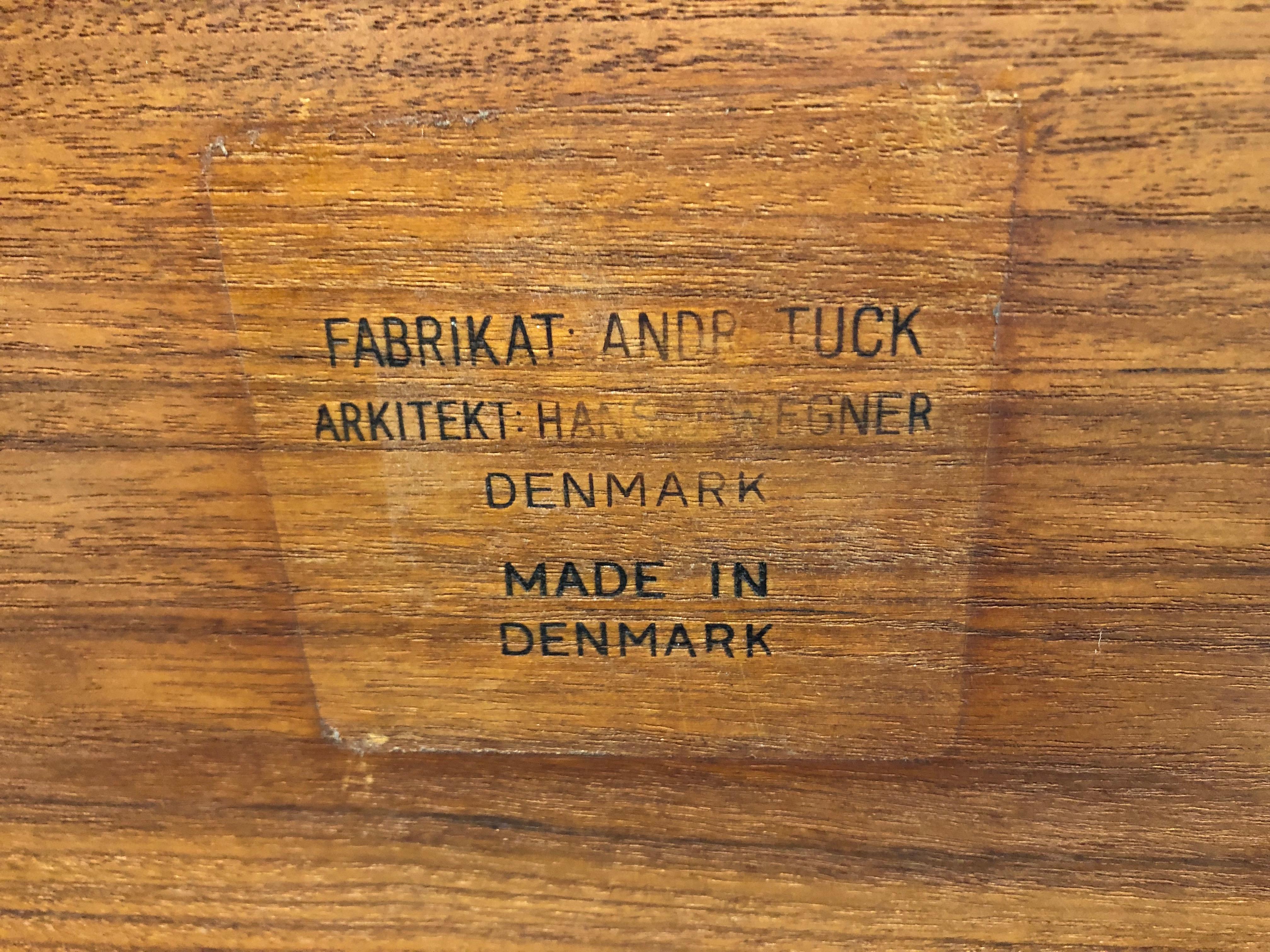 Hans J. Wegner for Andreas Tuck Teak and Oak Sewing Table, Newly Restored 12