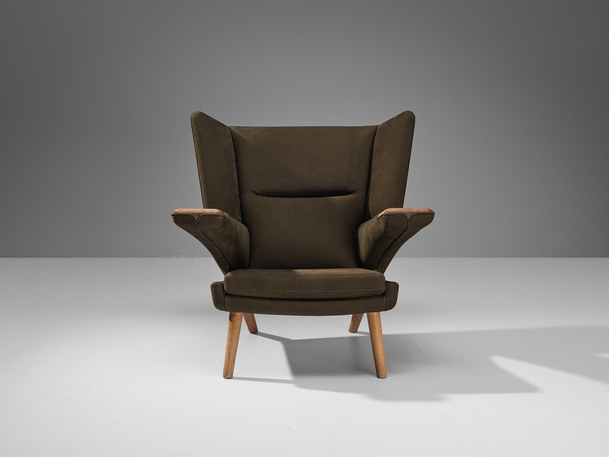 Leather Hans J. Wegner for A.P. Stolen ‘New Papa Bear’ Easy Chair  For Sale