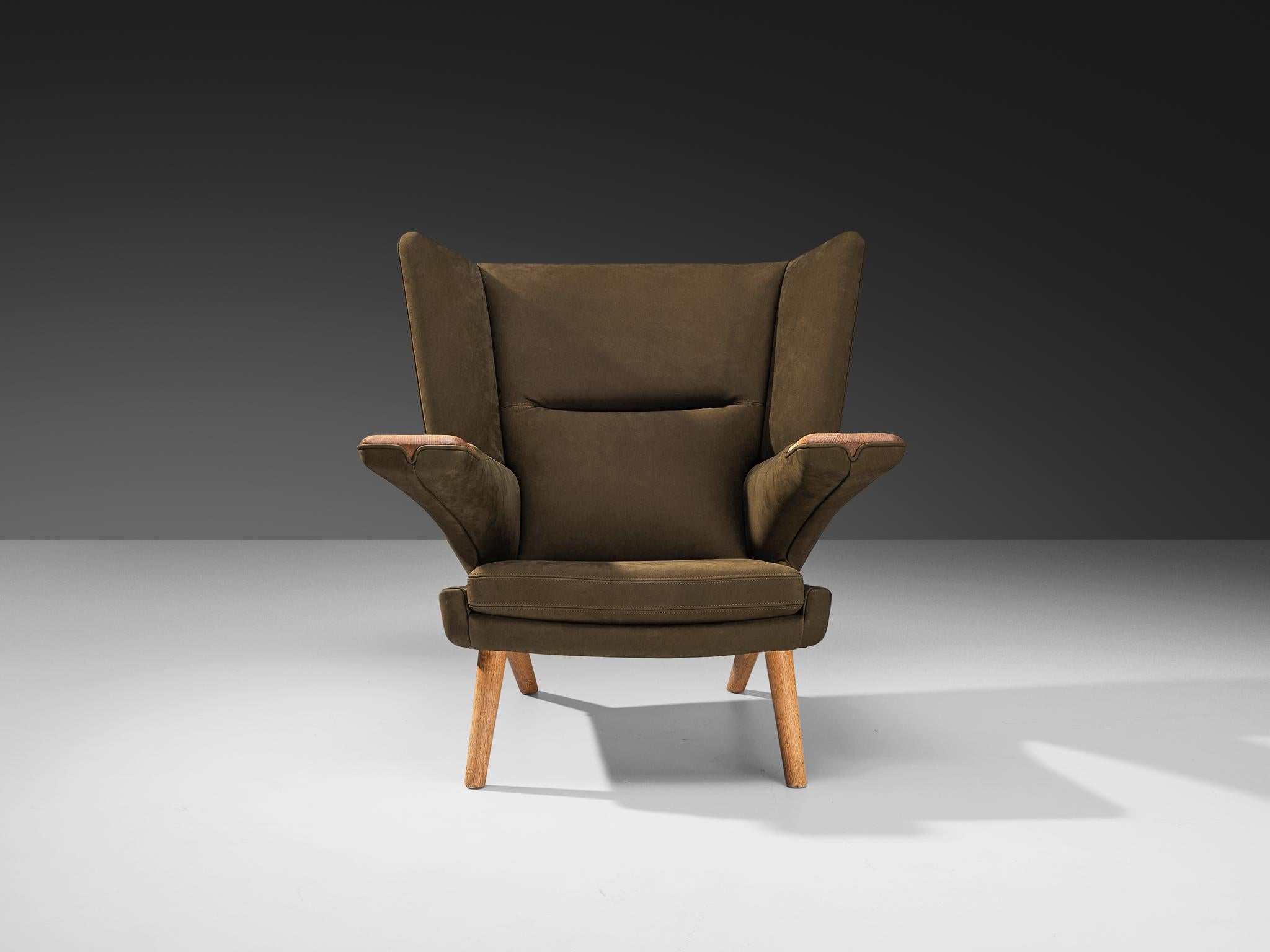 Hans J. Wegner for A.P. Stolen ‘New Papa Bear’ Easy Chair in Nubuck Leather For Sale 5