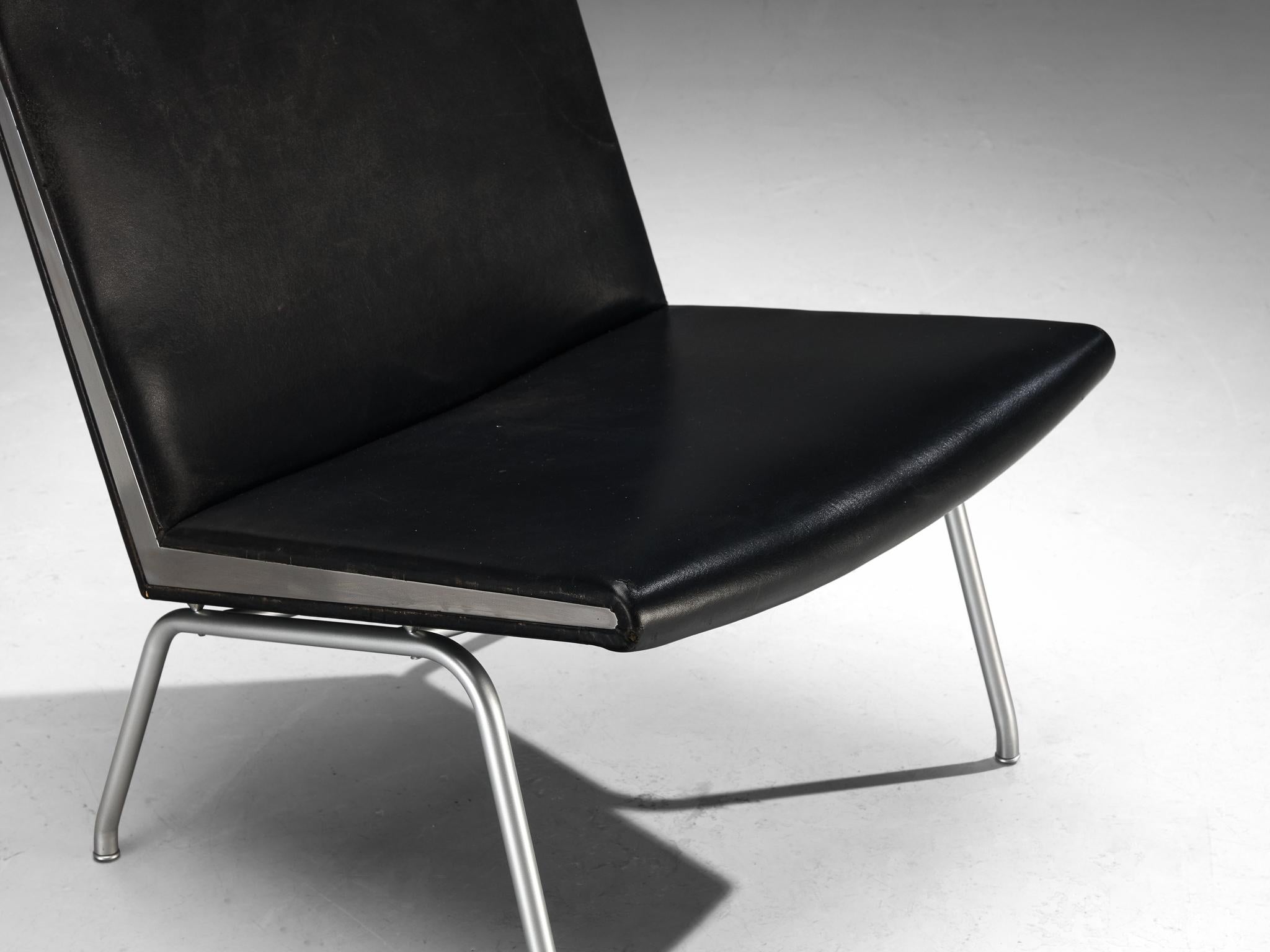 Danish Hans J. Wegner for A.P. Stolen Pair of 'Airport' Chairs in Leather & Steel  For Sale