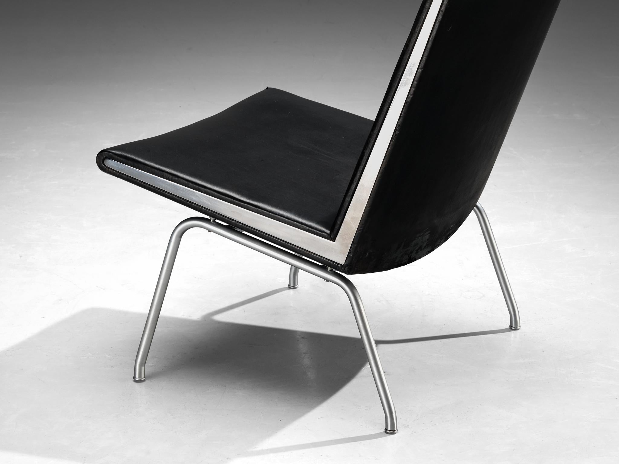 Mid-20th Century Hans J. Wegner for A.P. Stolen Pair of 'Airport' Chairs in Leather & Steel  For Sale