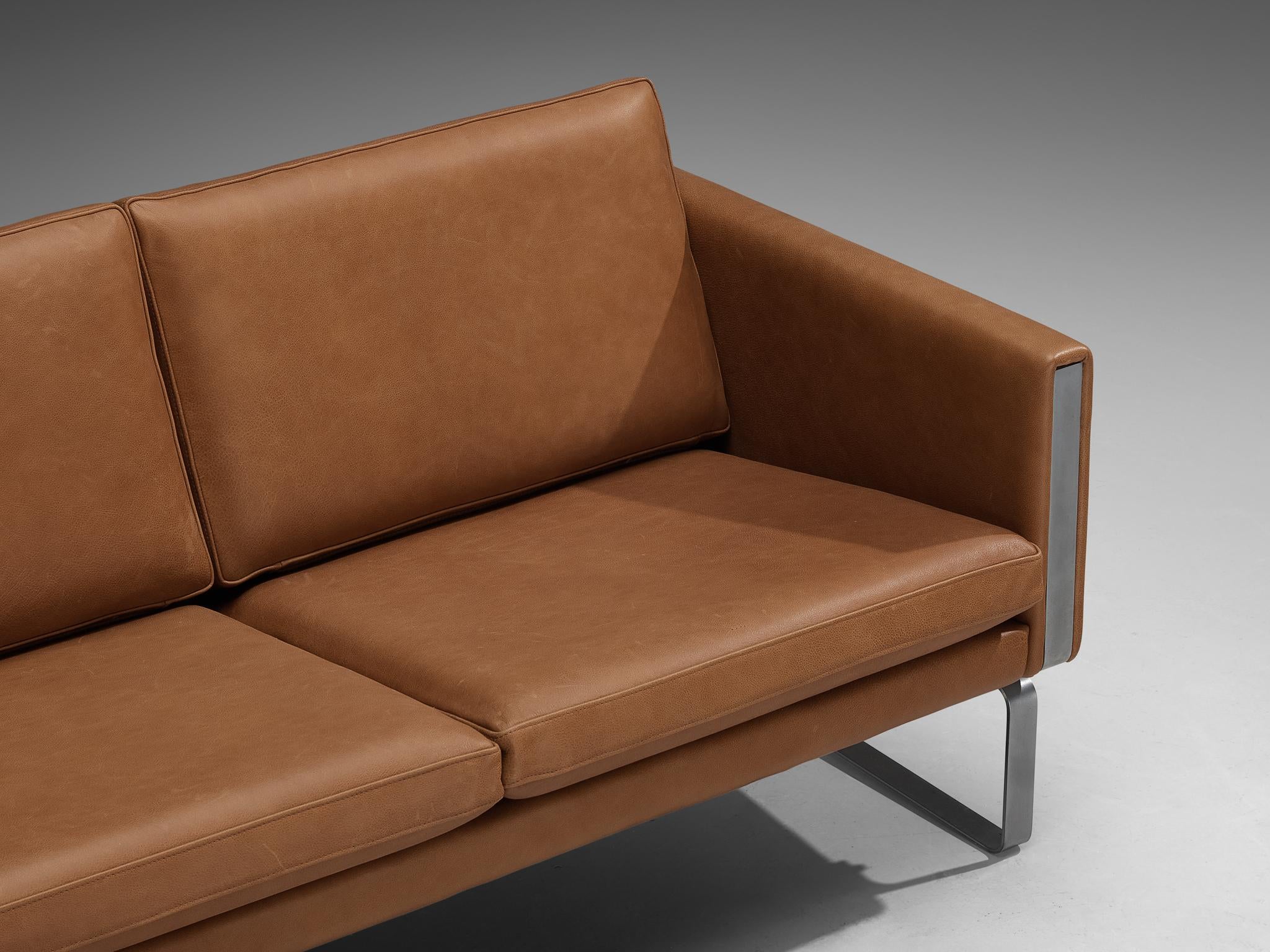 Scandinave moderne Hans J. Wegner pour Carl Hansen & Søn Canapé en cuir cognac en vente