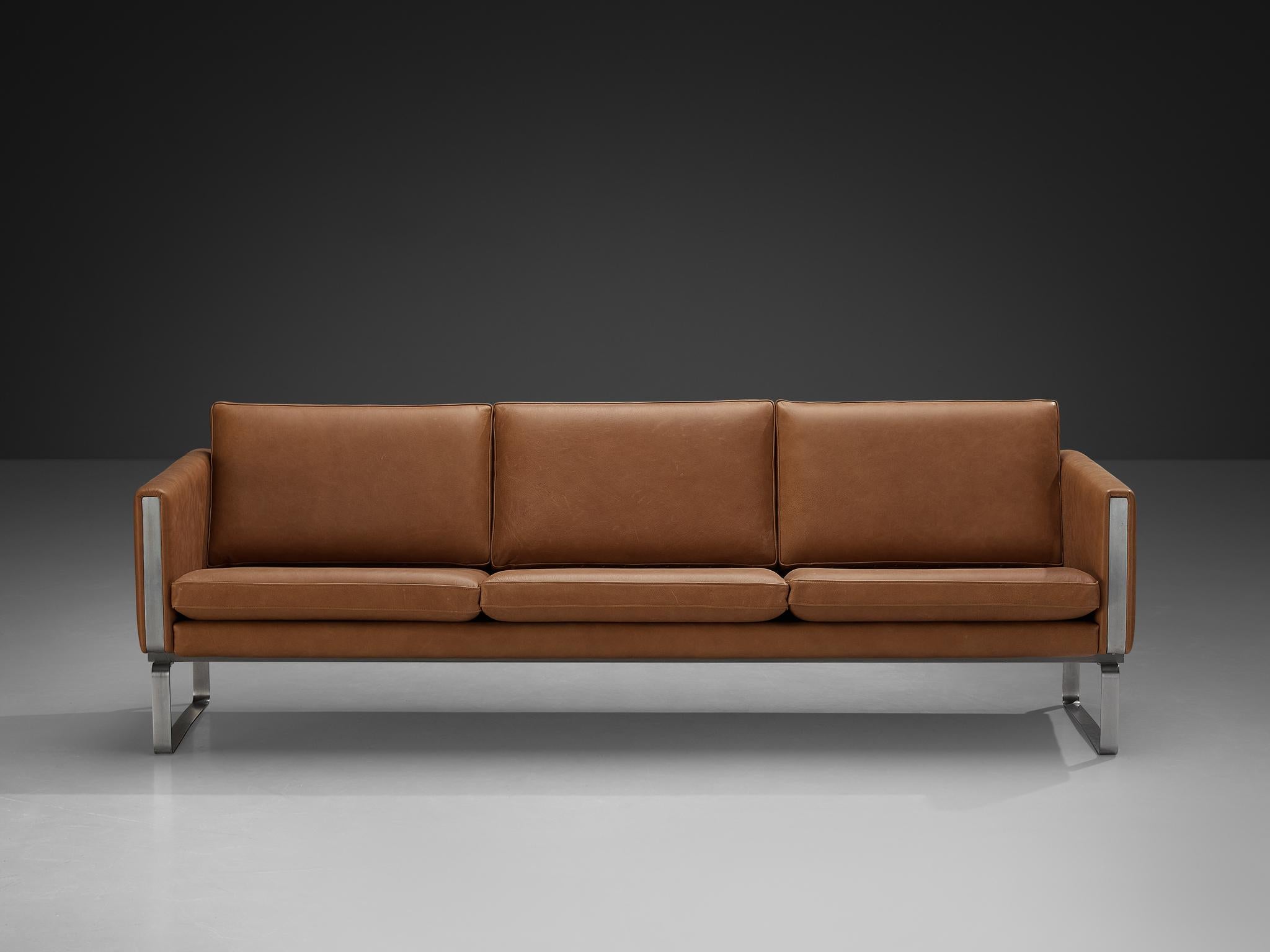 Danois Hans J. Wegner pour Carl Hansen & Søn Canapé en cuir cognac en vente
