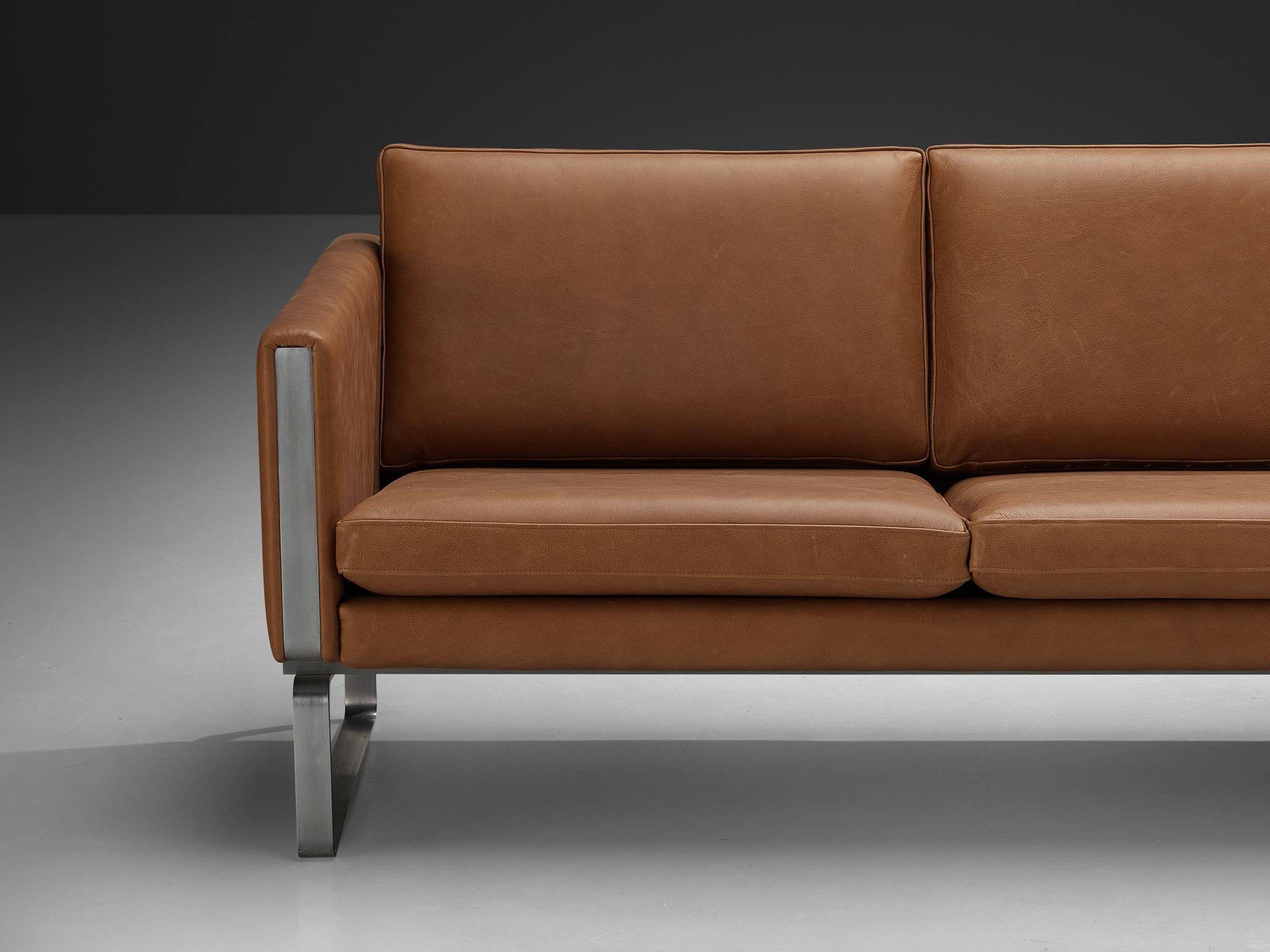 Hans J. Wegner pour Carl Hansen & Søn Canapé en cuir cognac Bon état - En vente à Waalwijk, NL