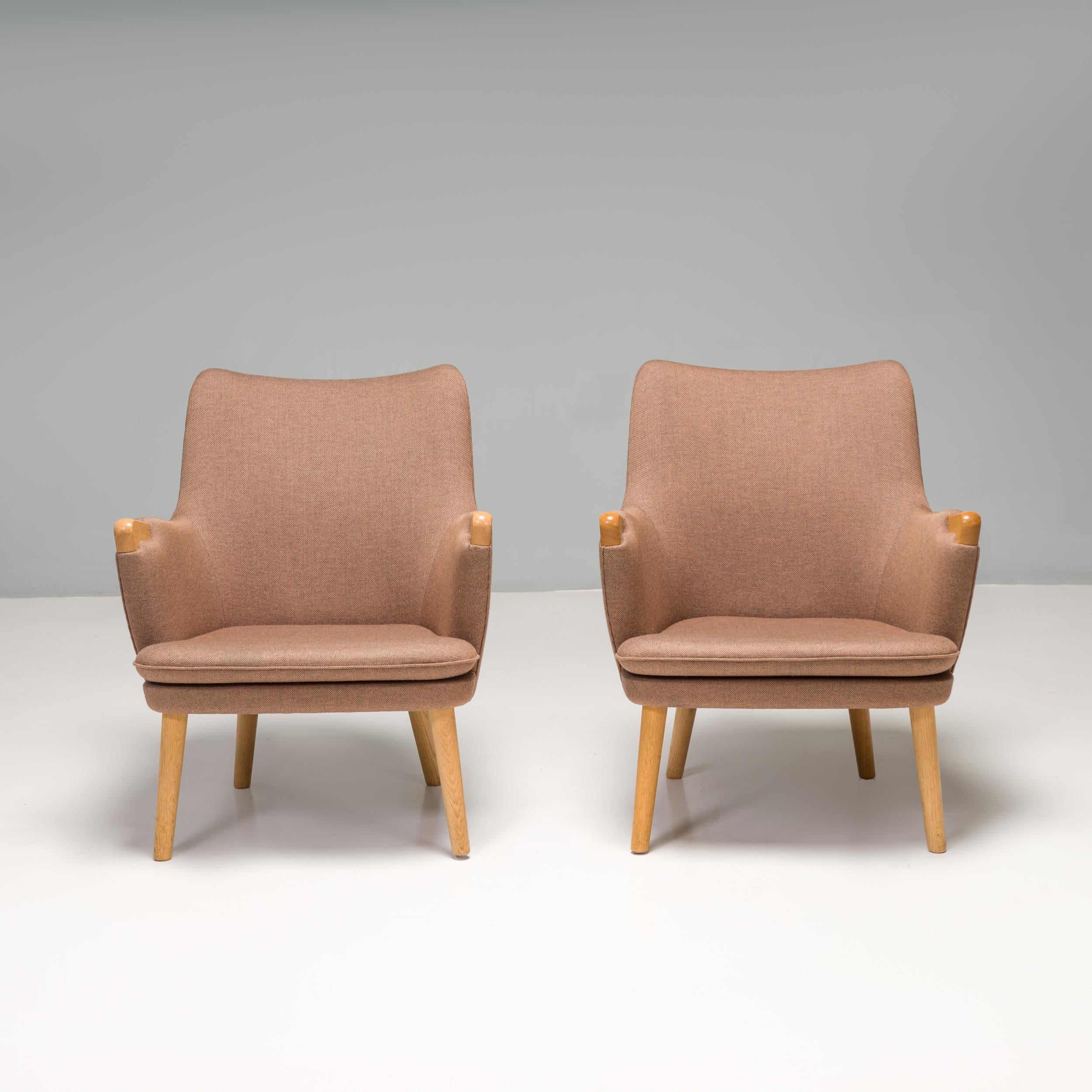 Mid-Century Modern Hans J. Wegner for Carl Hansen & Son CH71  Beige Fabric Armchairs, Set of 2