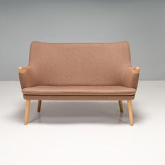 Hans J. Wegner for Carl Hansen & Son CH72  Biscuit Beige Fabric Two Seat Sofa