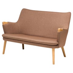 Hans J. Wegner for Carl Hansen & Son CH72  Biscuit Beige Fabric Two Seat Sofa