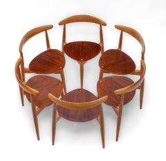 Hans J. Wegner For Fritz Hansen Vintage Table & Six 'Heart' Chairs Model Fh4103