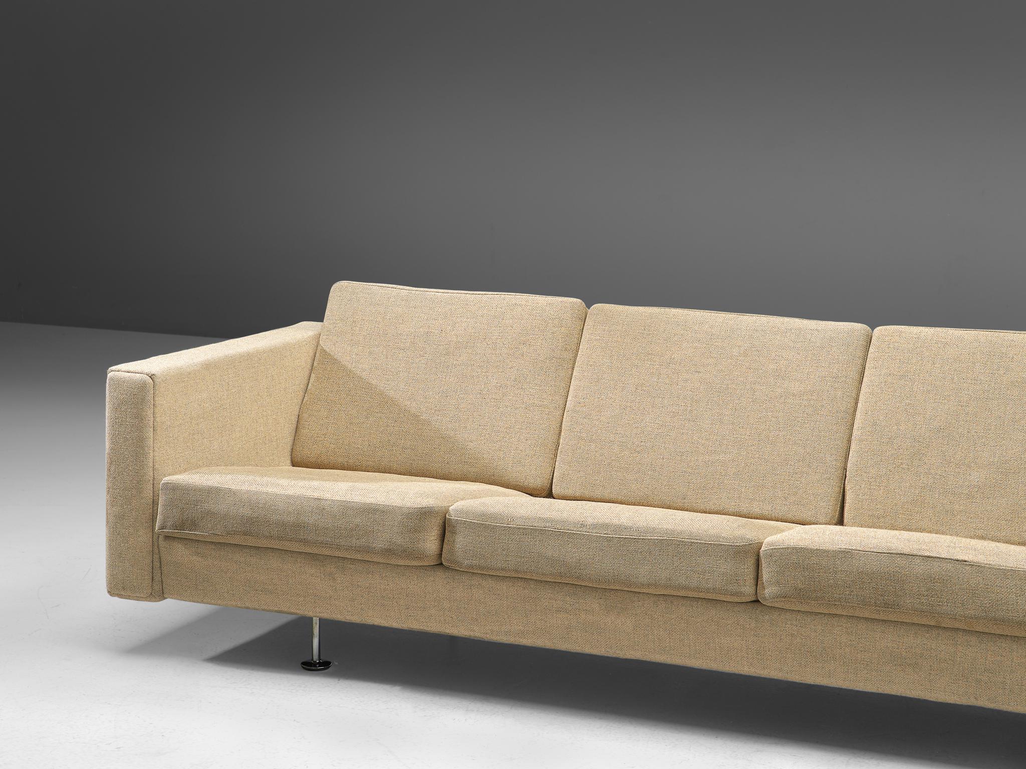 Scandinavian Modern Hans J. Wegner for Getama 'Century 2000' Four-Seat Sofa in Beige Fabric For Sale