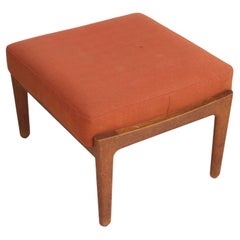 Hans J. Wegner for Getama 'Cigar' Stool in Solid Oak with Orange Cushion