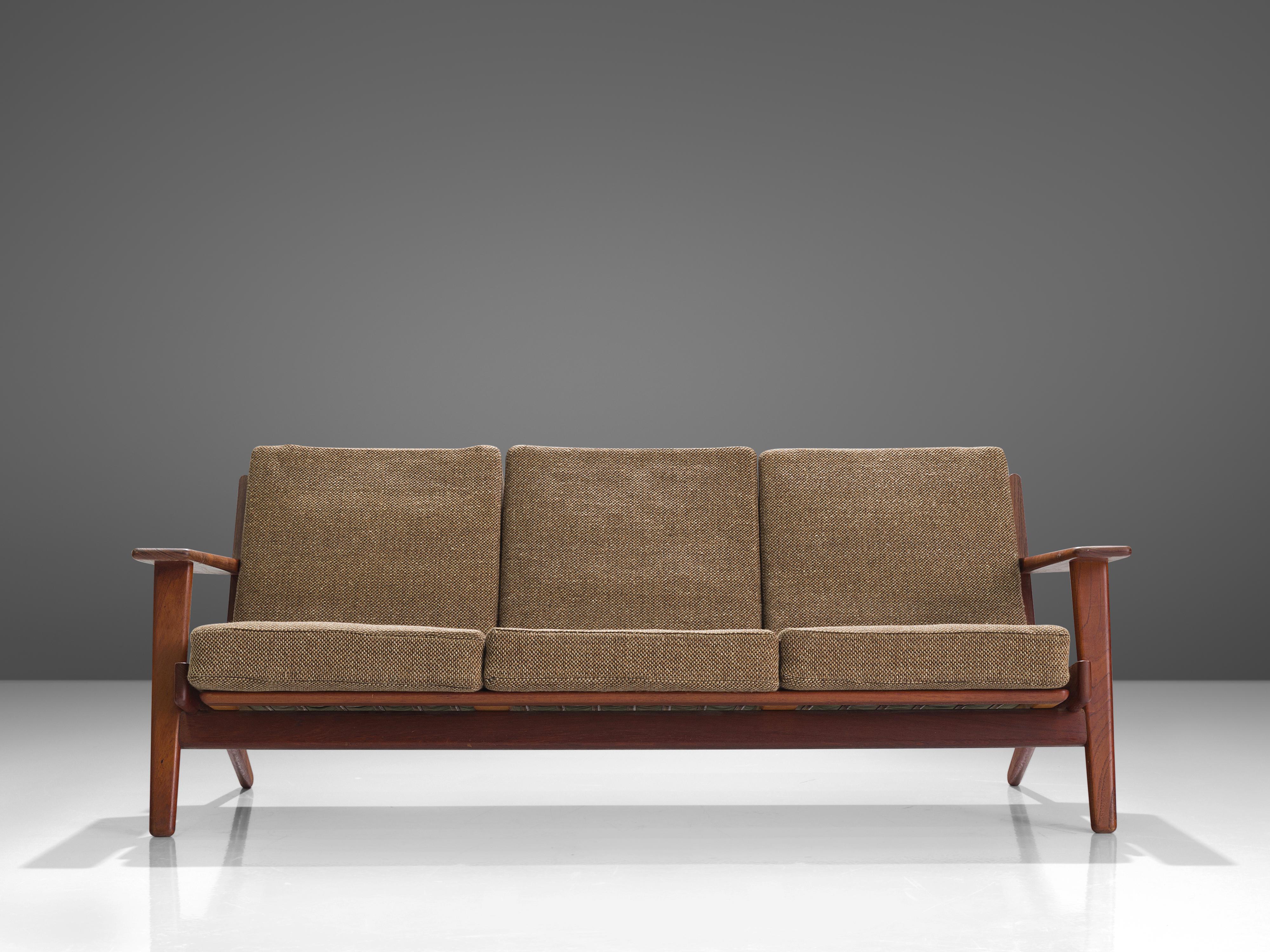 Scandinavian Modern Hans J. Wegner for Getama Sofa 'Plank' in Teak and Brown Upholstery 