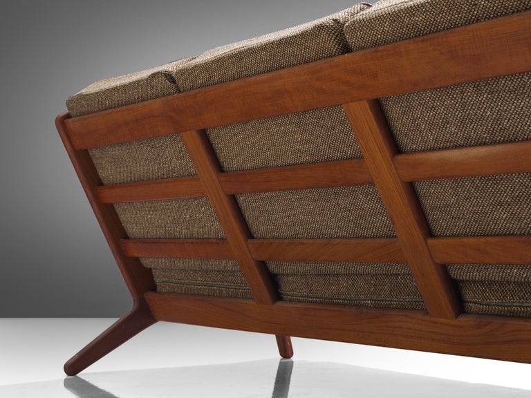 Mid-20th Century Hans J. Wegner for Getama Sofa 'Plank' in Teak and Brown Upholstery  For Sale