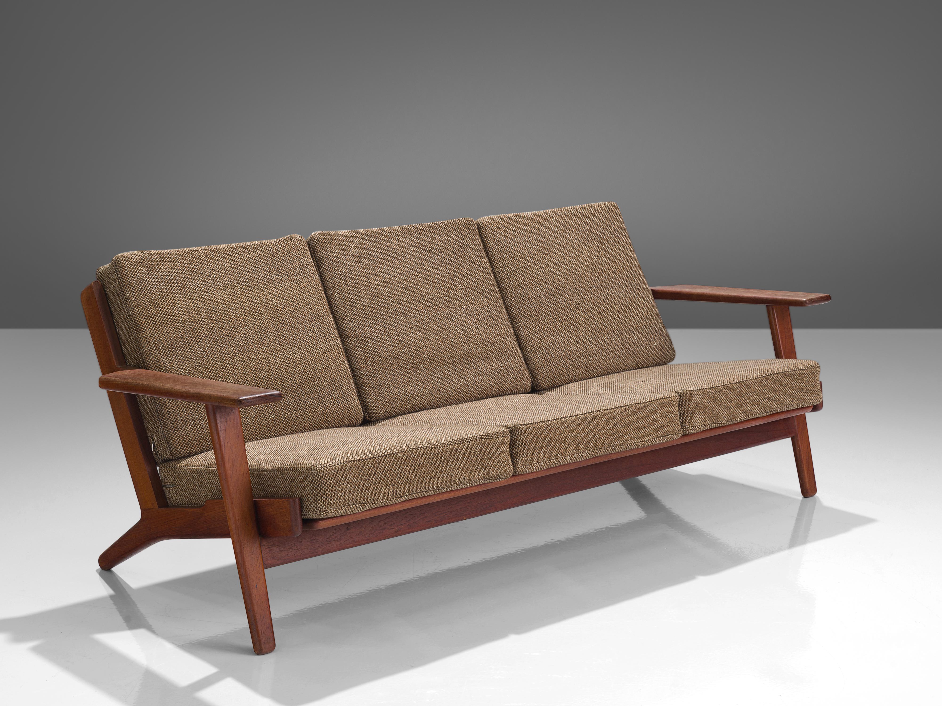 Mid-20th Century Hans J. Wegner for Getama Sofa 'Plank' in Teak and Brown Upholstery 