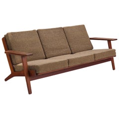 Vintage Hans J. Wegner for Getama Sofa 'Plank' in Teak and Brown Upholstery 