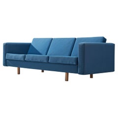 Hans J. Wegner for GETAMA Sofa in Oak and Blue Upholstery