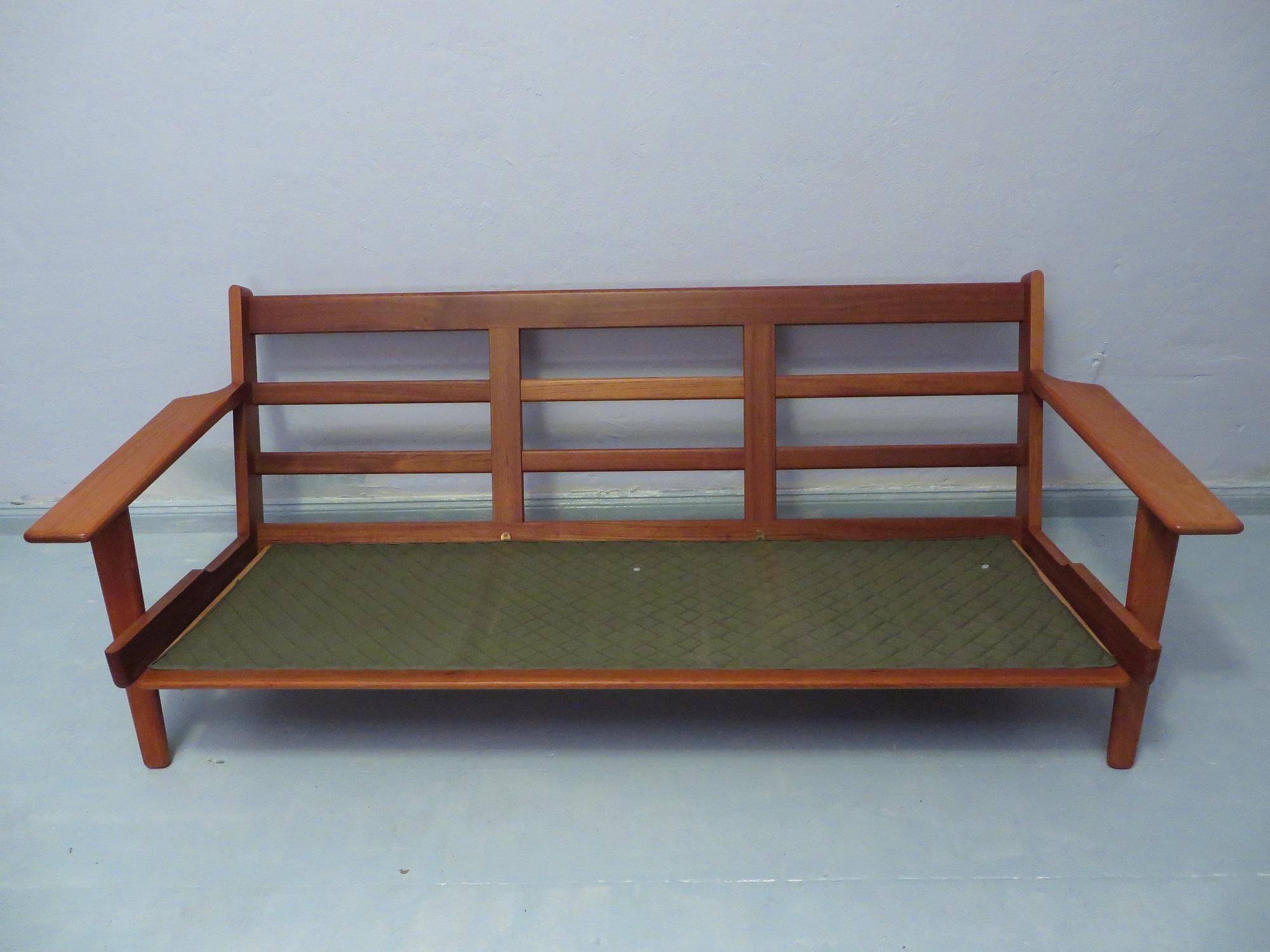 Hans J. Wegner for Getama Three-Seat Sofa in Teak, 1960s 3