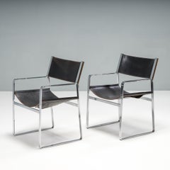 Hans J. Wegner para Johannes Hansen JH-813 Sillones de cuero negro, set de 2