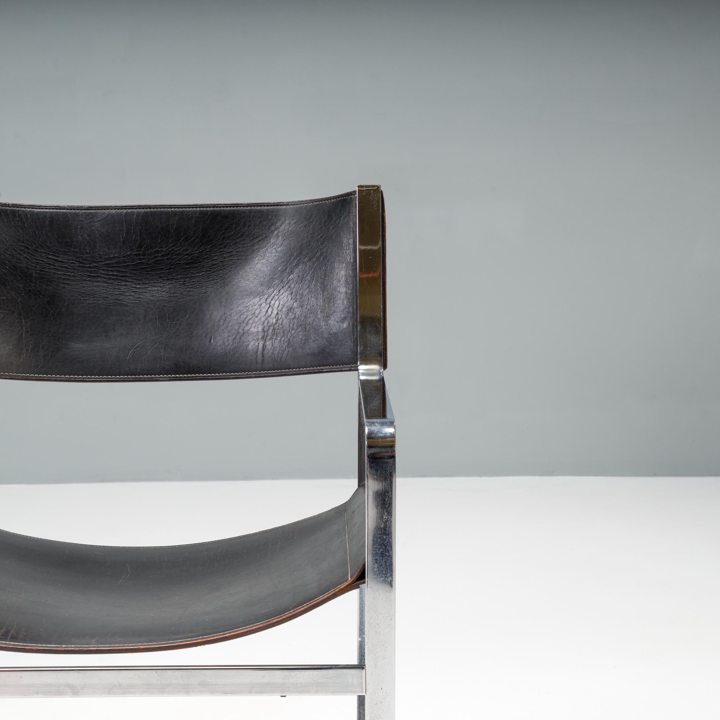 Late 20th Century Hans J. Wegner for Johannes Hansen JH-813 Black Leather Armchairs, Set of 2 For Sale