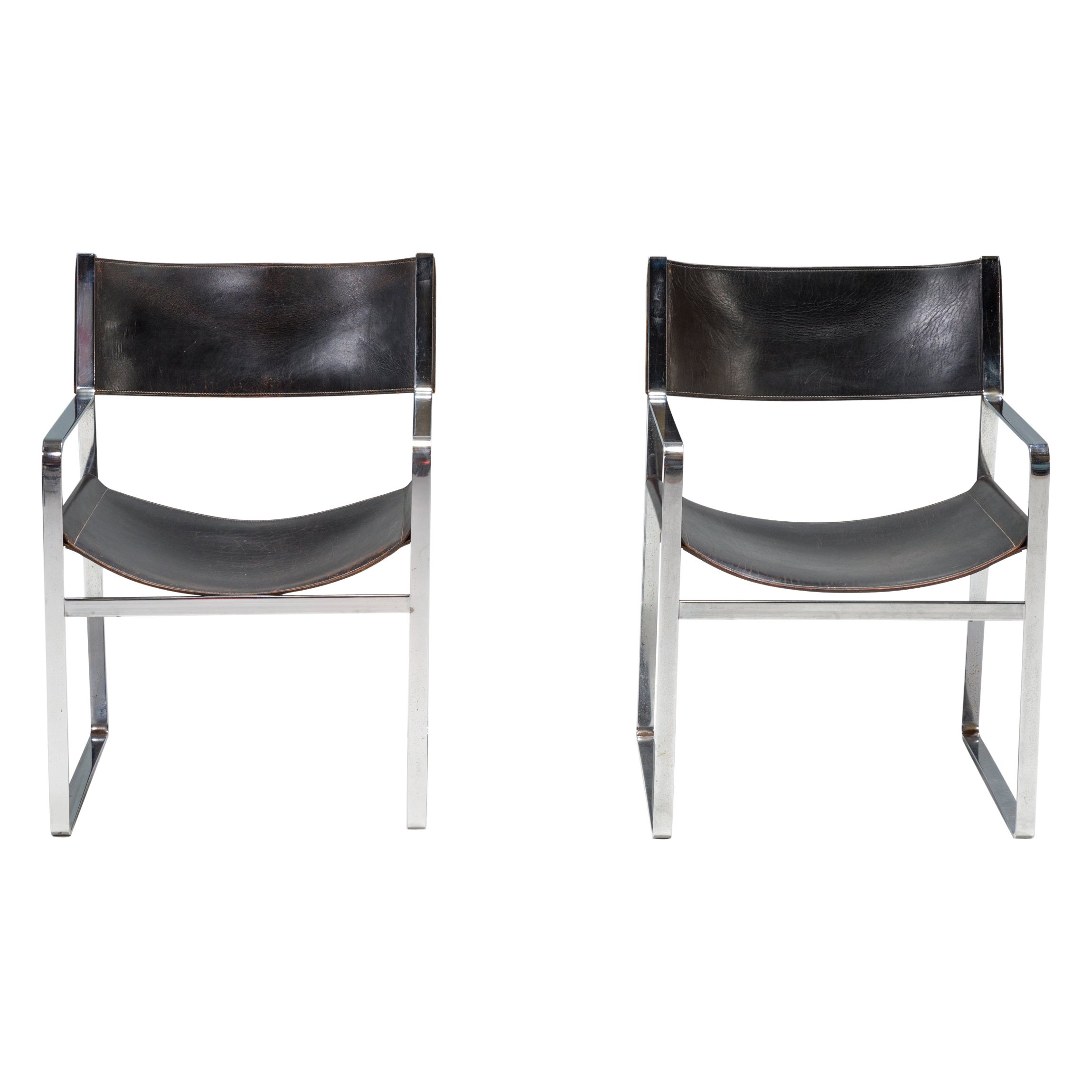 Hans J. Wegner für Johannes Hansen, JH-813, Sessel aus schwarzem Leder, 2er-Set