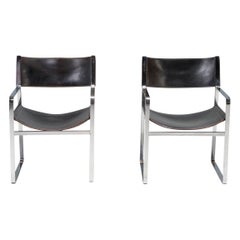 Hans J. Wegner für Johannes Hansen, JH-813, Sessel aus schwarzem Leder, 2er-Set