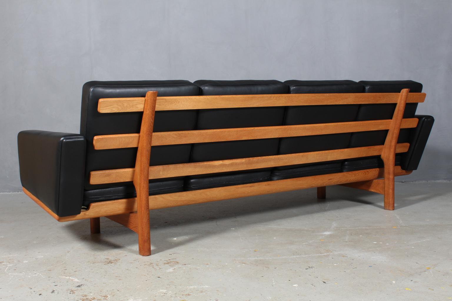 Leather Hans J. Wegner Four-Seat Sofa For Sale